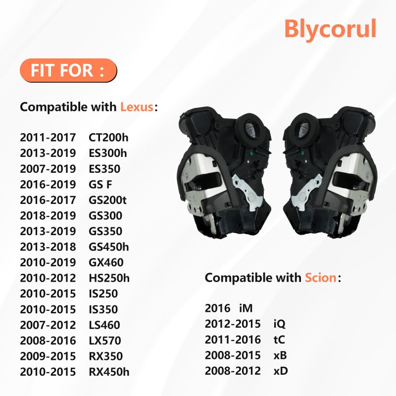 Blycorul 2 قطعة محرك قفل الباب الأمامي متوافق مع Tundra، Camry، 4Runner، Rav4، Lexus RX350 RX450h، Scion tC xB xD | يستبدل # 931-401، 931-403 | جانب السائق الأيسر وجانب الراكب الأيمن - Image 3